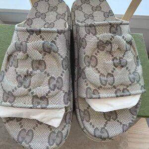 Gucci GG Slide Sandal Interlocking G Beige Ebony